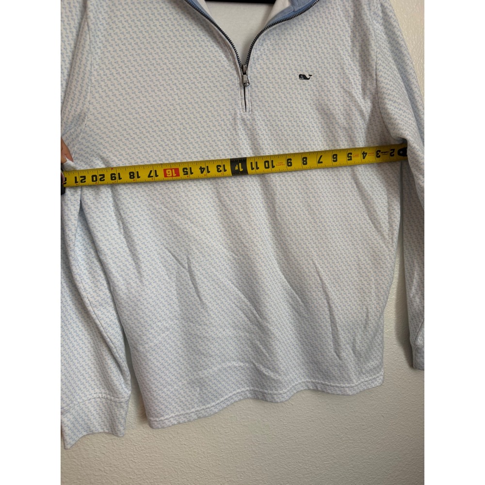 Vineyard Vines Mens Martini Glass Print Quarter Zip Pullover Blue White Medium - Picture 10 of 10